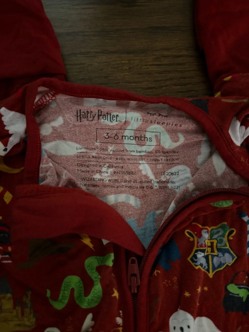 Little Sleepies Red Harry Potter Zipper Footie Sleeper